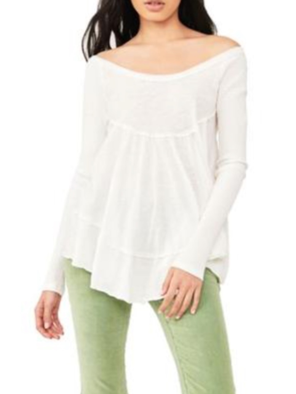 Free People Women's Sundae Tee Ivory LG (Women's 12-14) White Size L 11948